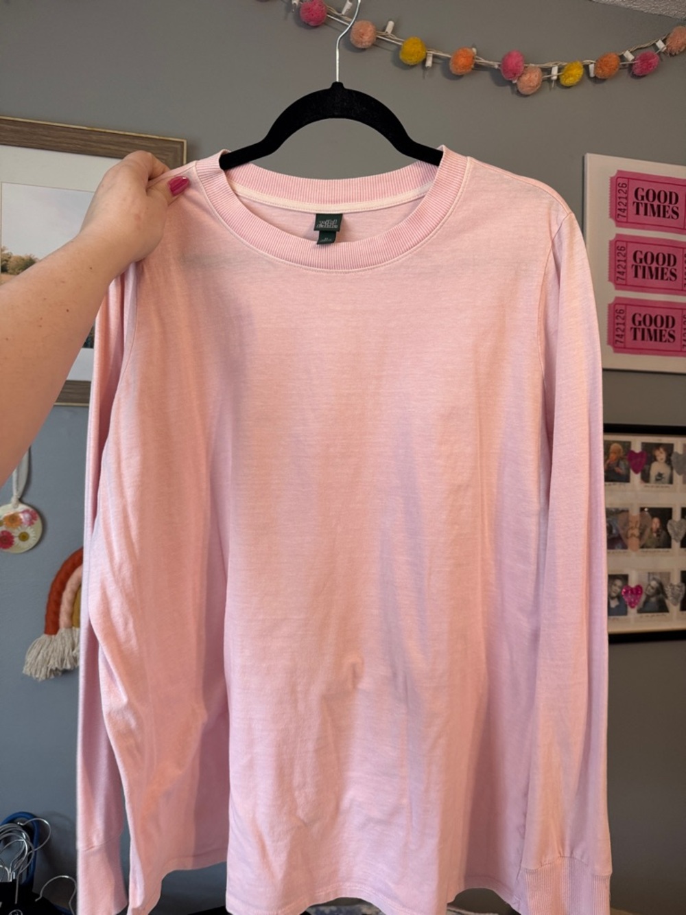 wild fable Light Pink Long Sleeve Crewneck Tee
